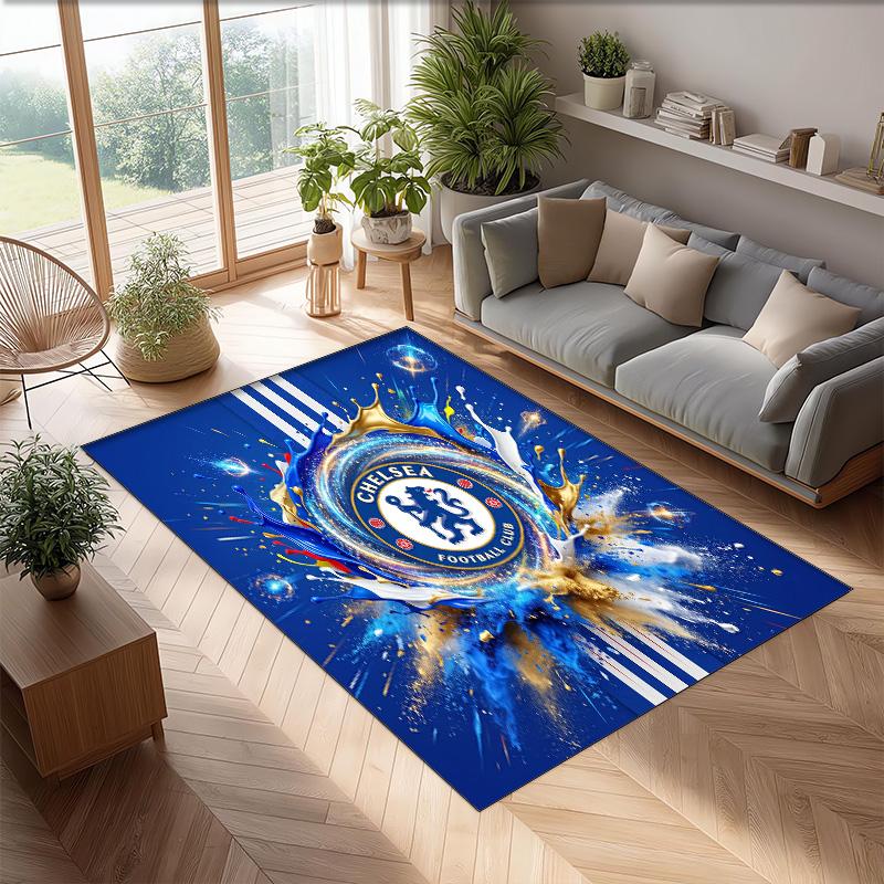 Chelsea FC Printed Flannel Area Rug Non Slip Soft Polyester Floor Carpet Indoor Decor Mat for Bedroom Living Room Sofa Game Room Home Decoration