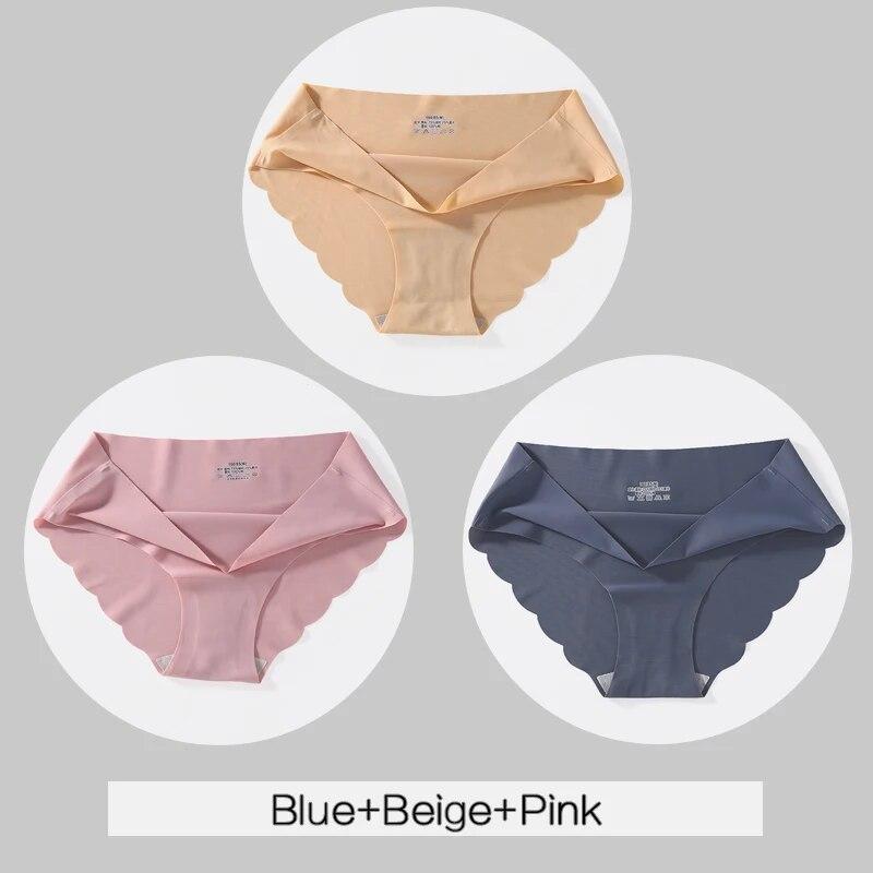 3Pcs/set Women Seamless Panties M-XL Low Waist Briefs Ladies Soft Underwear Sexy Wavy Edge Underpants Female Lingerie