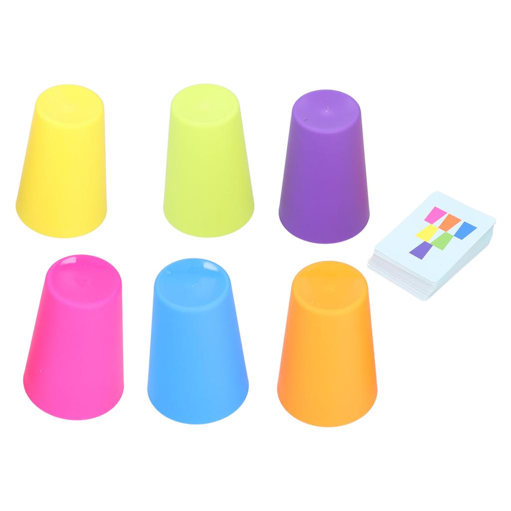 Stacking Cups Game Set Picture Cards Colorful Stack Cups Early Educational Baby ToysSingle Player