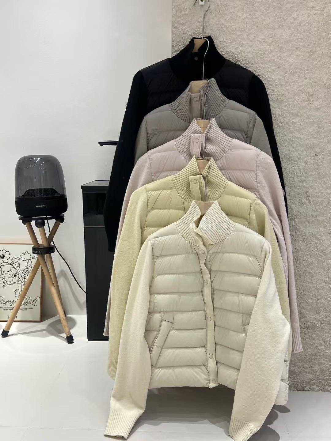 

Women s Stand Collar Knitted Spliced Down Jacket - Autumn Winter 2025 Korean Fashion, Warm Short & Lightweight. One Size чёрный