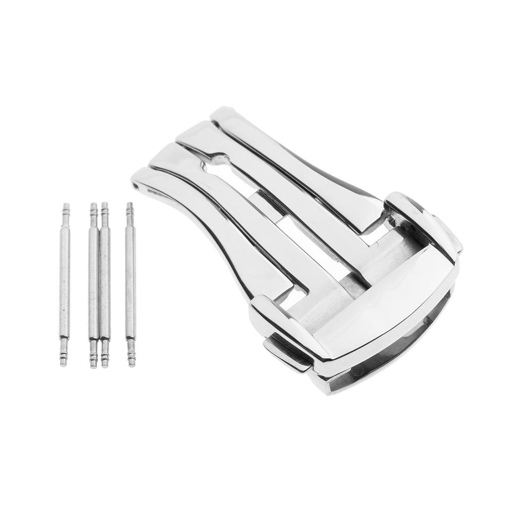 High Polished Silver Stainless Deployment Clasp for Watch Band Strap Buckle 18mm