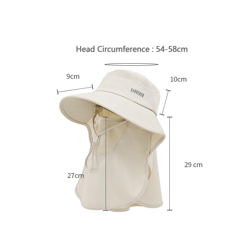 Summer Women Large Brim UV Protection Fisherman Hat with Leaking Ponytail Waterproof Bucket Hat Outdoor Breathable Sunscreen Cap