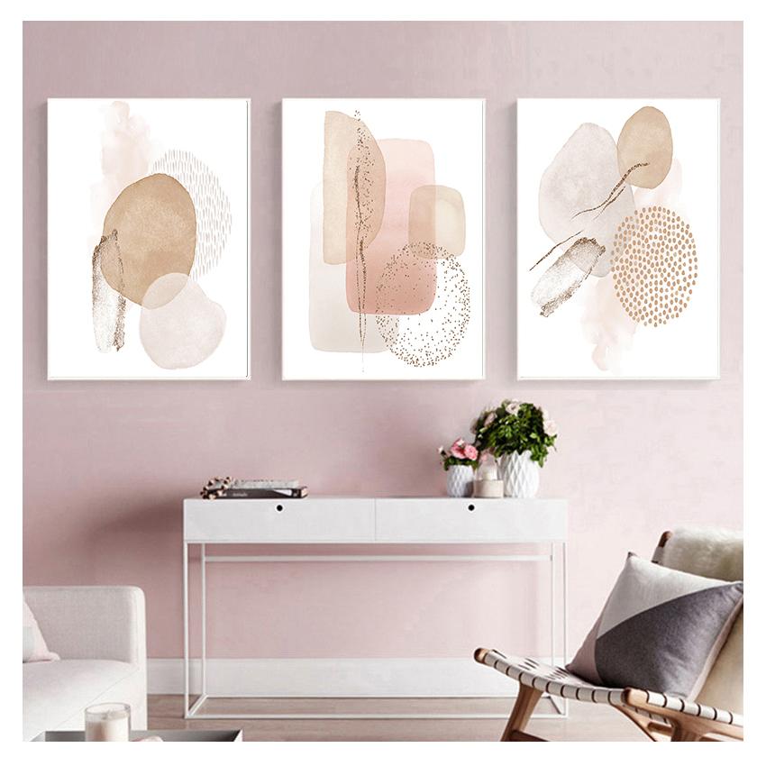 Color Geometry Canvas Painting Poster Print Wall Art Picture Bedroom Living Room Home Decor Trendy Modern Abstract Pink Beige