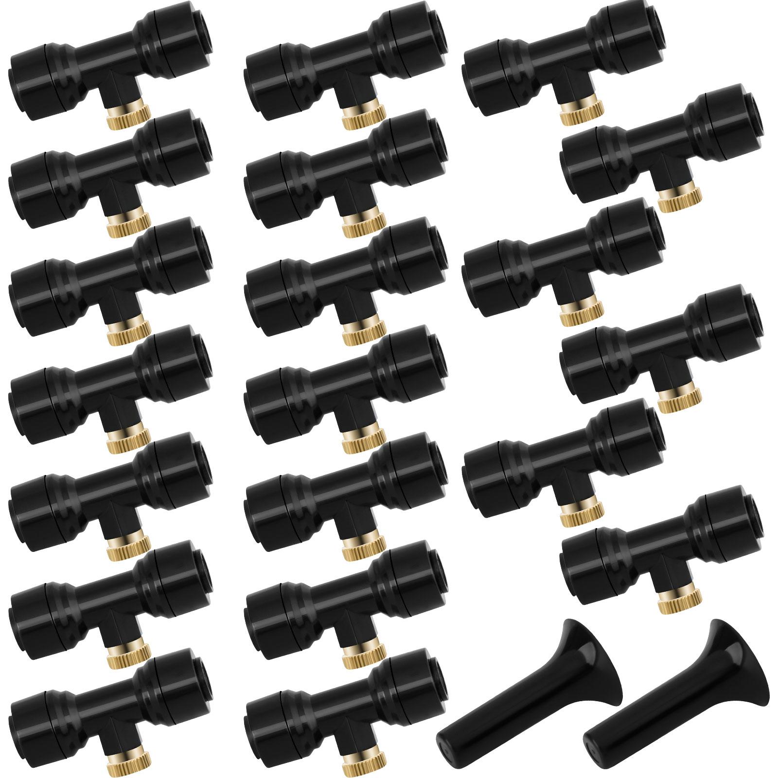 20Pack Brass Misting Nozzles 1/4 Inch Slip Lock Mister Nozzle Thread Misting Kit one size
