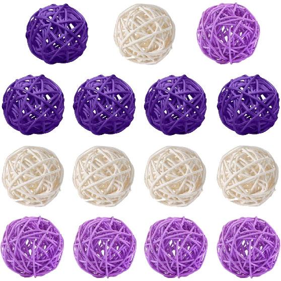 15 Pieces Wicker Rattan Balls Decorative Orbs Vase Fillers for Craft, Party, Wedding Table Decoration, Baby Shower, Aromatherapy Accessories, 2 Inch