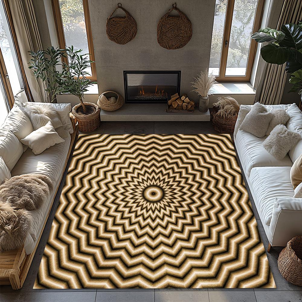 Tuniu Geometric Zigzag Area Rug, Modern Non-Slip Living Room Rug, Bedroom Carpet, Home Decor