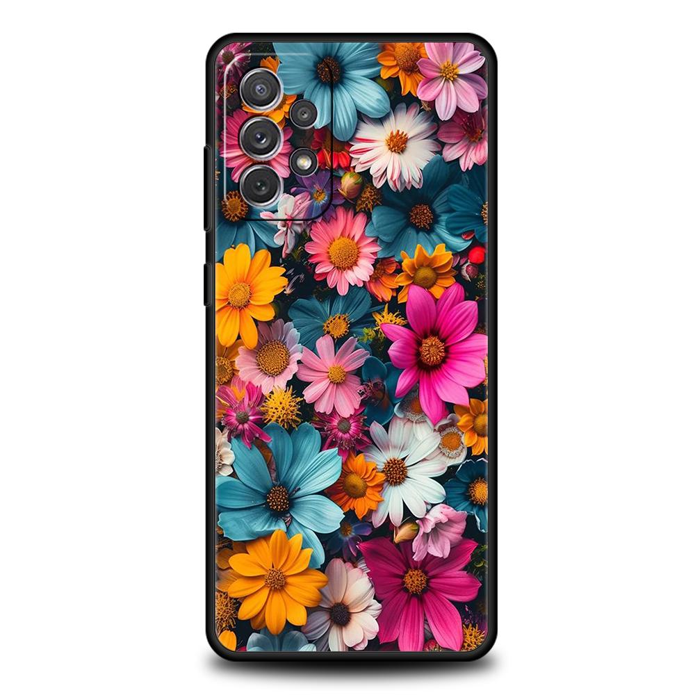 Colorful Flower Phone Case for Samsung Galaxy A55 A35 A15 A14 A25 A54 A51 A71 A72 A73 A32 A52 A52S A41 5G Silicone Shell Capas