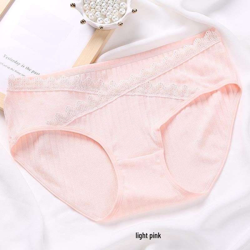 Women's Maternity Low Waist Ribbed Cotton Support Belly Plus Size V-Shape Triangle Short Panties