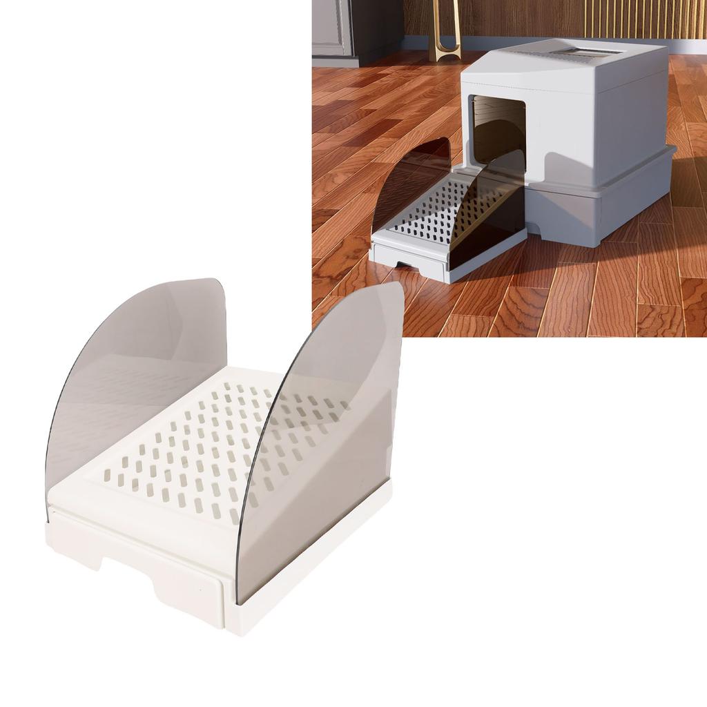 Cat Litter Ramp with Drawer Baffles   Height Elevated Litter Box Step Stool Anti Tracking Easy To Clean