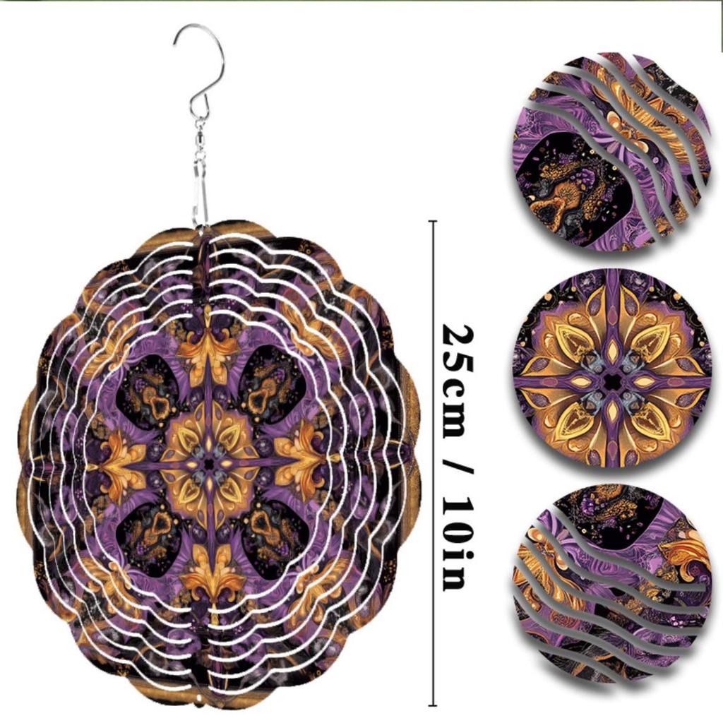 Mandala Metal Wind Spinner Hanging Garden Decor with Intricate Floral Geometric Design Outdoor Courtyard Home Decor for Holidays and Special Occasions