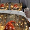 Latacaca 3-teiliges Weihnachts-Gnom-Quilt-Set dicke Decke Set Gemütliche Bettdecke Bettwäscheset 1 Quilt + 2 Kissenbezüge Geschenkidee für die Feiertage