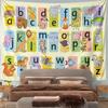 Alphabet animals illustrations colorful educational tapestry Patterned tapestry for bedroom and living room home decor sofas