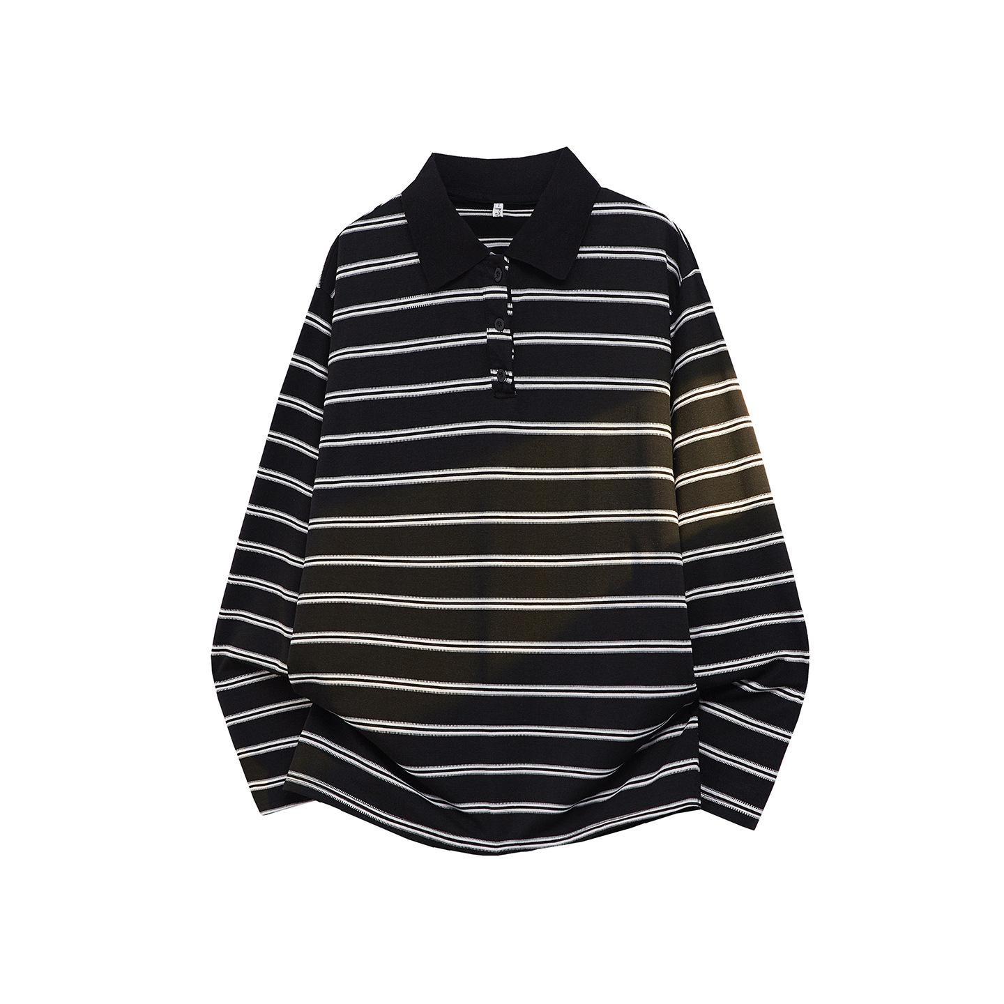 

Cross Stripe Long Sleeve Lapel Hoodie, Hong Kong Style Base Layer 3XL чорний