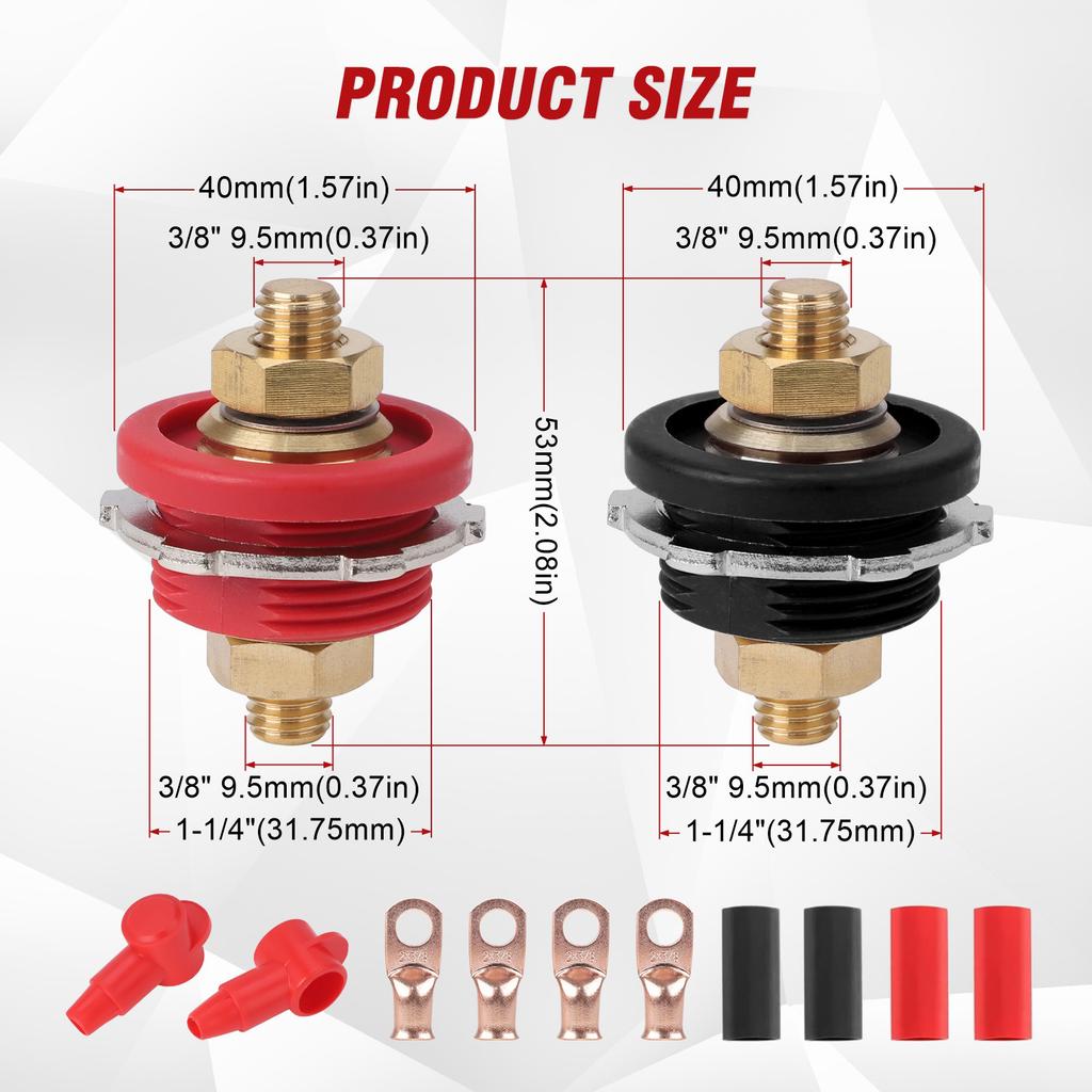 3/8 Gewinde Fernbatterie Stromverteiler 300A 24V Polklemmen-Set Verbinder Schwerlast für Auto Camping Wohnmobil LKW Boot Stromkreis Werkzeug