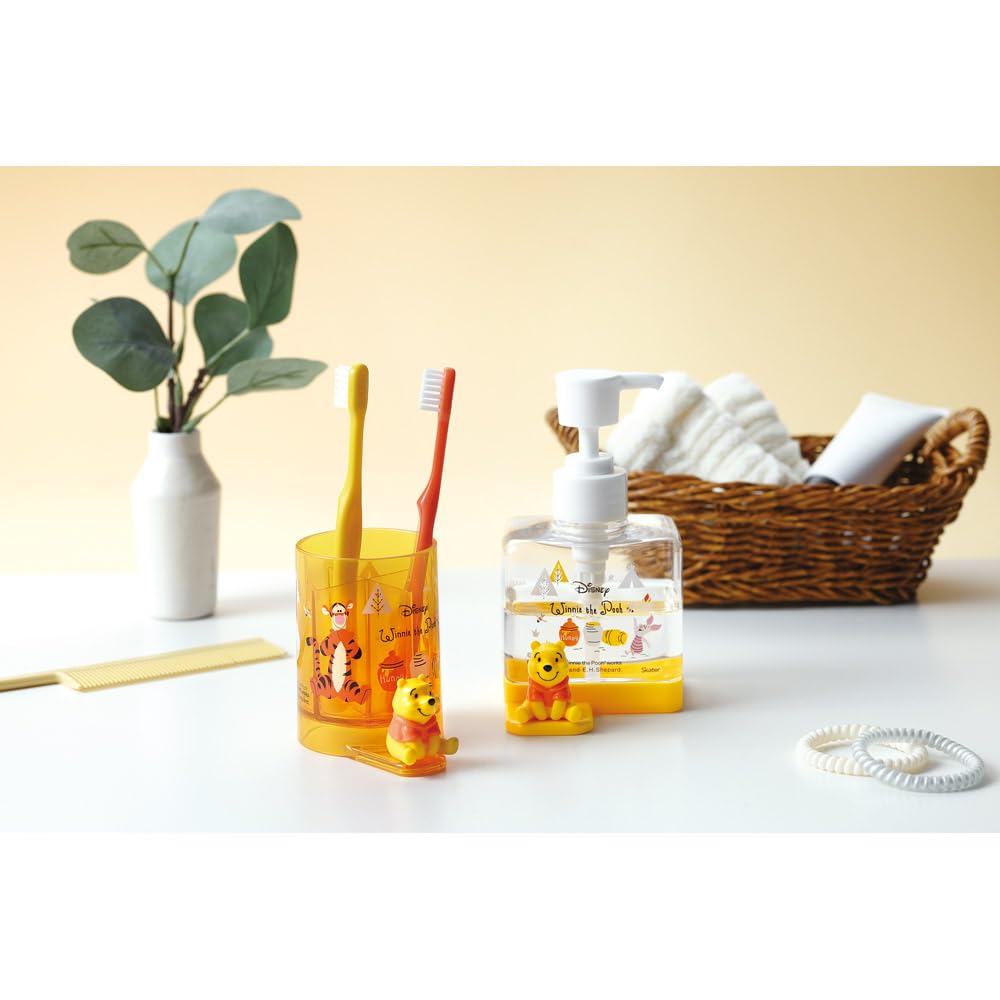 Skater Toothbrush Stand with Disney Winnie the Pooh Mascot, Mortar-Shaped, 4-Section Divider, Design, BSTS1-A