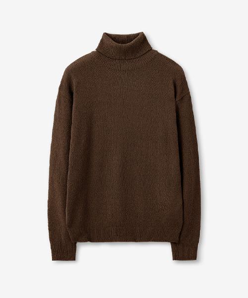 VTWO Boucle Turtleneck Knit_Brown