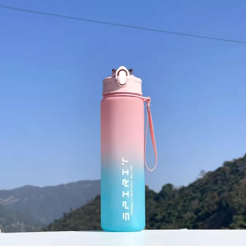 780ml Farbverlauf Sportflasche mit auslaufsicherem Deckel & Schriftzug, Leicht zu trinken für Fitnessstudio/Outdoor/Radfahren/Laufen/Angeln, Geburtstags-/Schulgeschenk