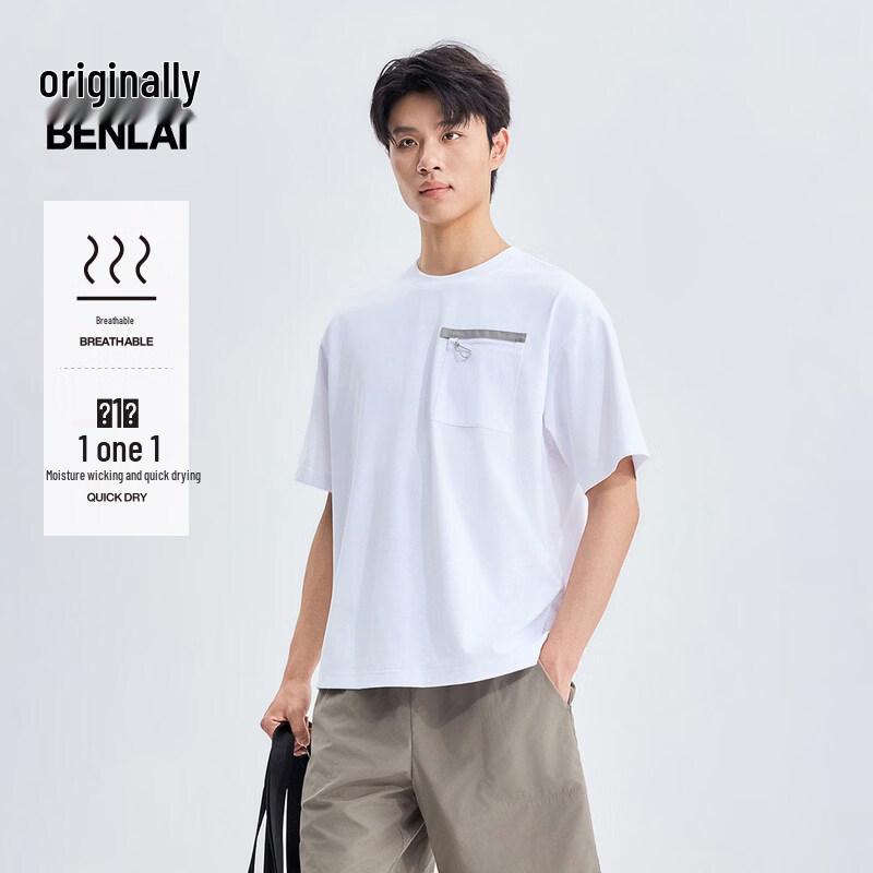 

Benlai Men s Quick-Dry Loose Pocket Short-Sleeve T-Shirt S