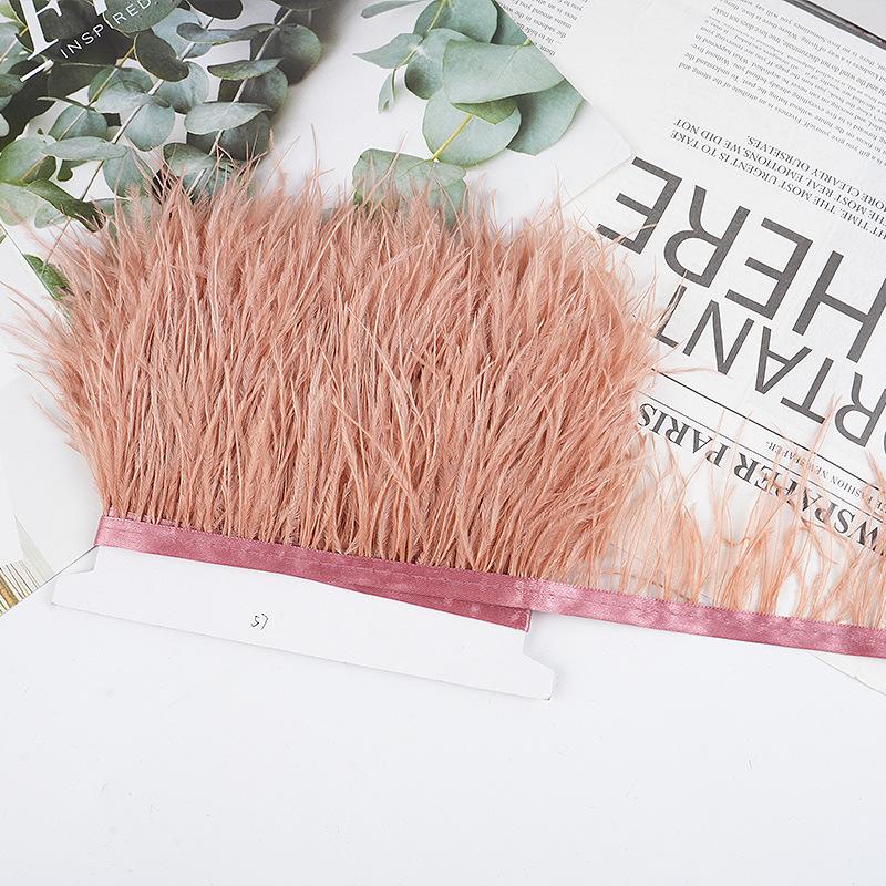 8-10Cm Ostrich Feather Wedding Dress Diy Performance Clothing Accessories Feather Tassel Including Webbing
