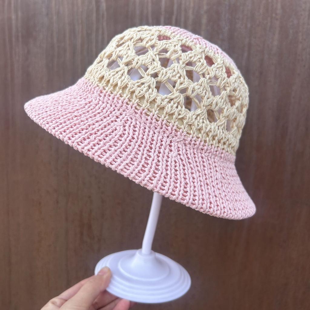 Sommer Strohhut Bucket Hohl Atmungsaktiv Fischerhut Sonnenschutz Modischer Gewebter Sonnenhut Modischer Fischerhut