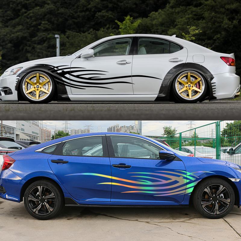 Car Body Stickers Self-Adhesive Flame Graphics Stripe Vinyl Decals For Cars SUVs Vans and Trucks Universal Auto Accessories