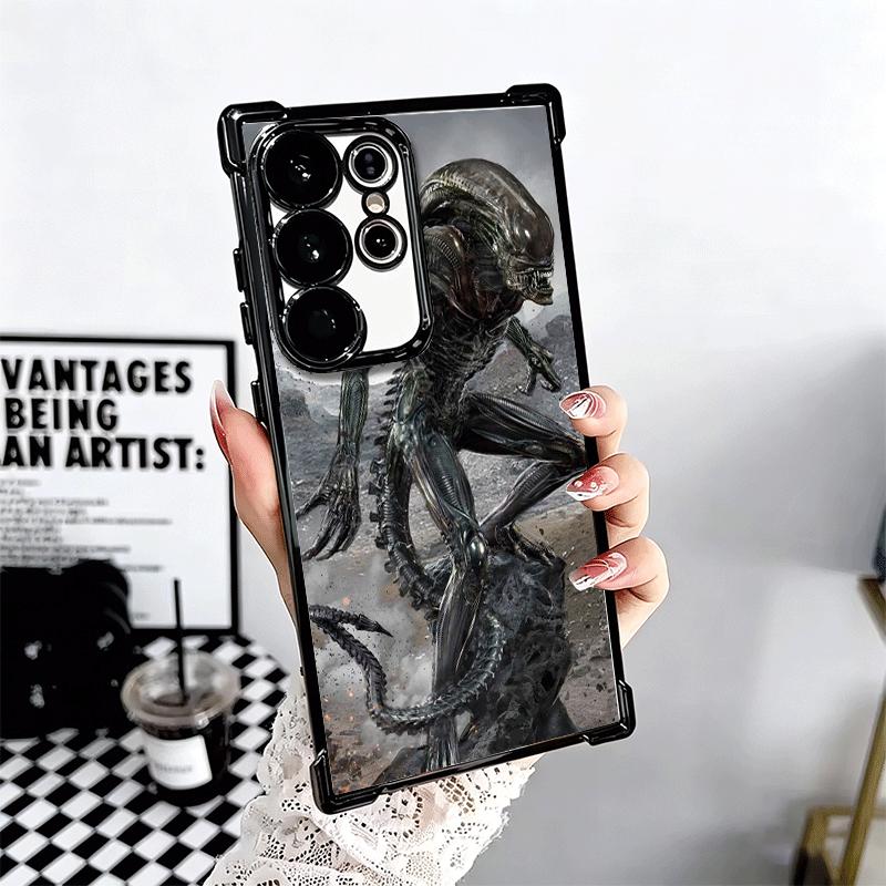 A-Alien Vs P-Predator Plating Phone Case For Samsung Galaxy S24 S25 FE S26 Edge S23 Ultra S22 S21 Plus S20 Anti-Fall Airabag Cov