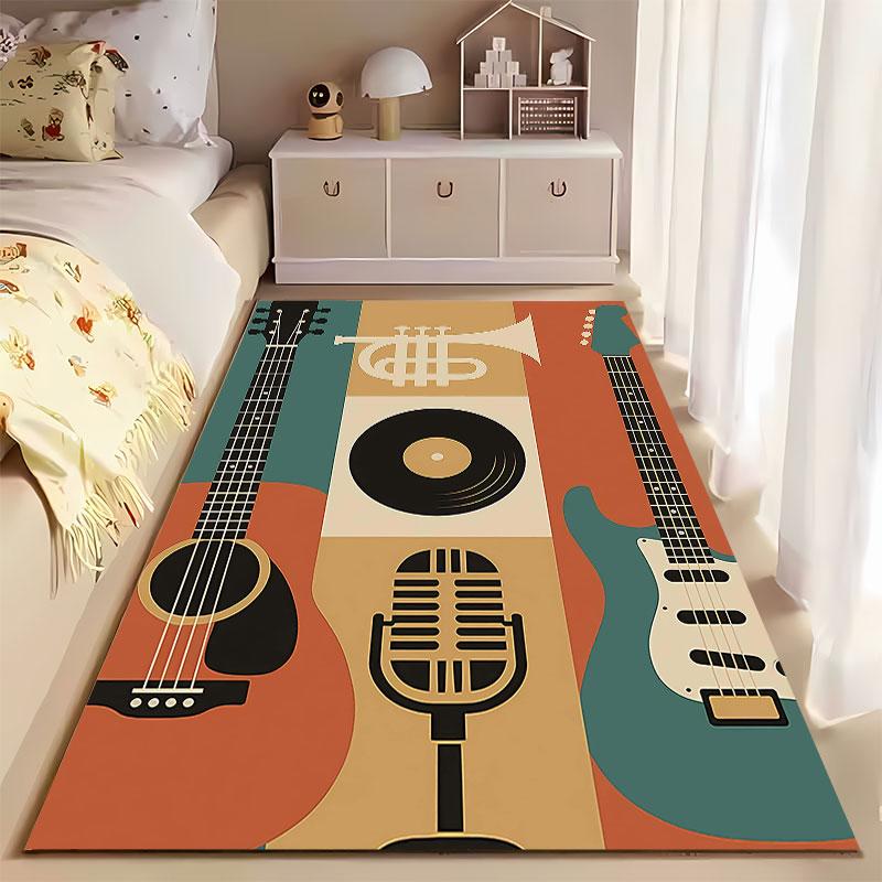 Retro Music Instruments Pattern suitable as a non-slip mat for the living room or bedroom sofa