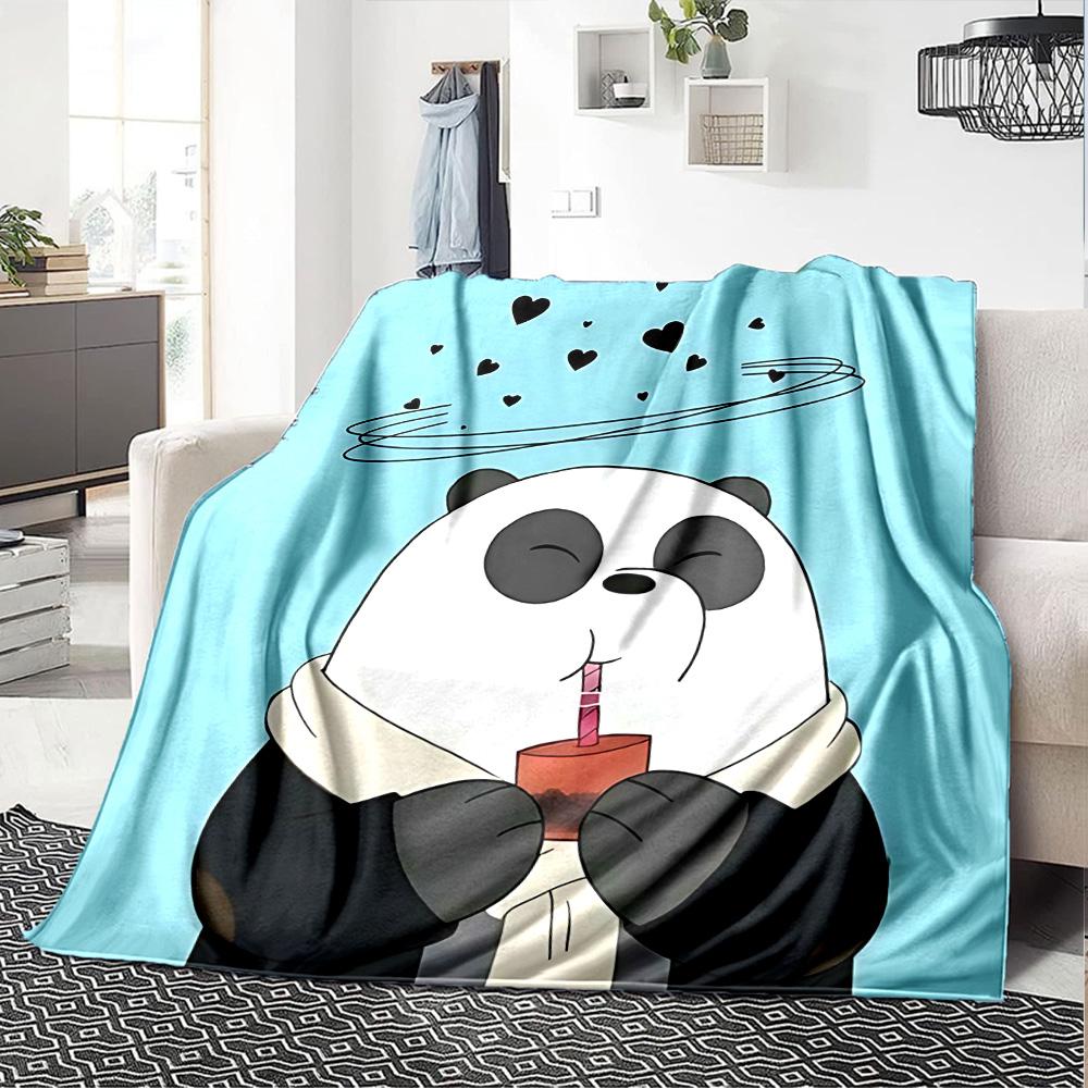 Panda Heart Halo Flannel Blanket Super Soft Warm Cozy Blanket For Sofa Bed Office Travel Allseason Home Decor Gift