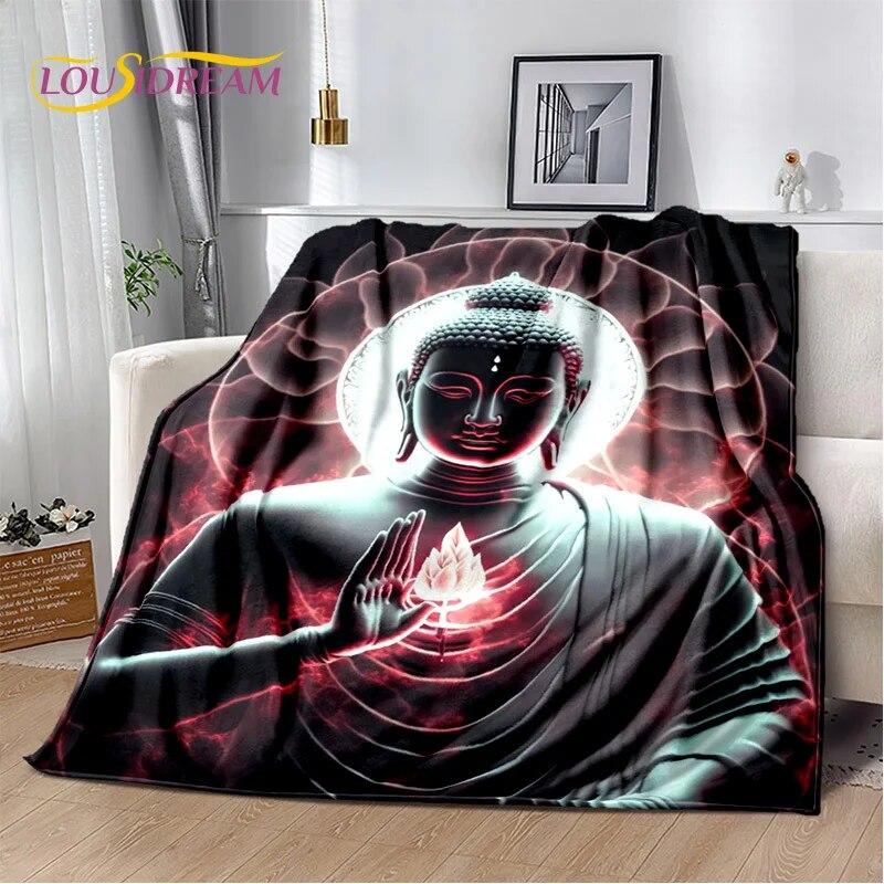 HD Buddha Buddhismus Víra Meditující Náboženství Sakyamuni Bodhisattva Modlitební deka Měkká deka pro domácí postele Pohovka Kid