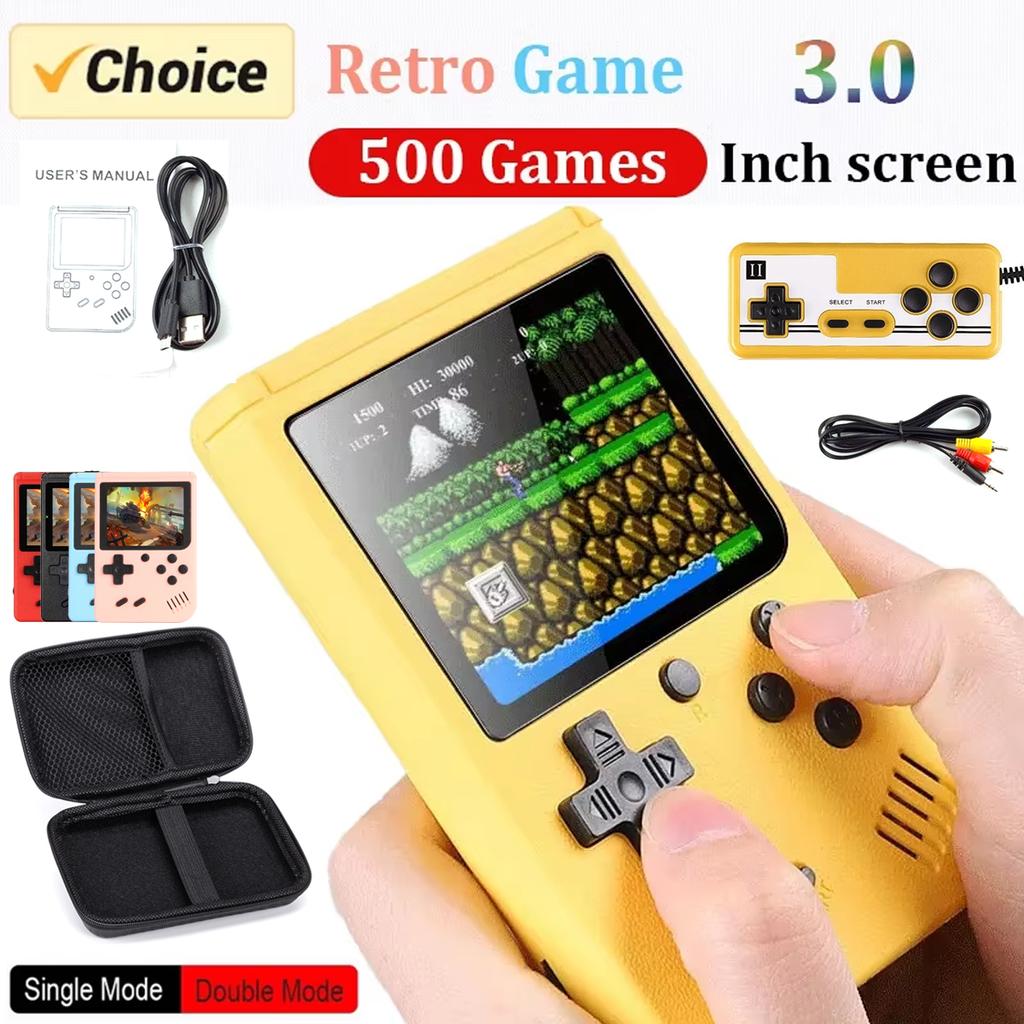Retro Taşınabilir Mini El Video Oyun Konsolu 8 Bit 3.0 Inç Renkli LCD Çocuk Renkli Oyun Oyuncu Dahili 500 Oyun