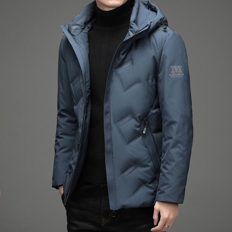 

Пуховик мужской зимний пуховик мужской с капюшоном съемный капюшон утолщенный теплый модный бренд белый утиный пуховик мужской 4XL темно-синий