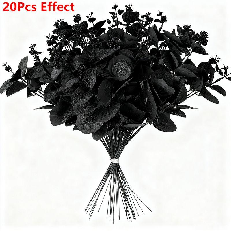 

10/20Pcs Eucalyptus Leaves Fake Grass Festival Decoration Outdoor Home Room Wedding Decor Flowers Wreath DIY Artificial Plants 10Pcs чёрный