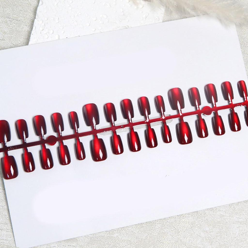 30 Cats Eye Press On Nails Almond/Short Square/Coffin Fake Nails Acrylic False Nails Stick On Nails Glues On Nails Kits