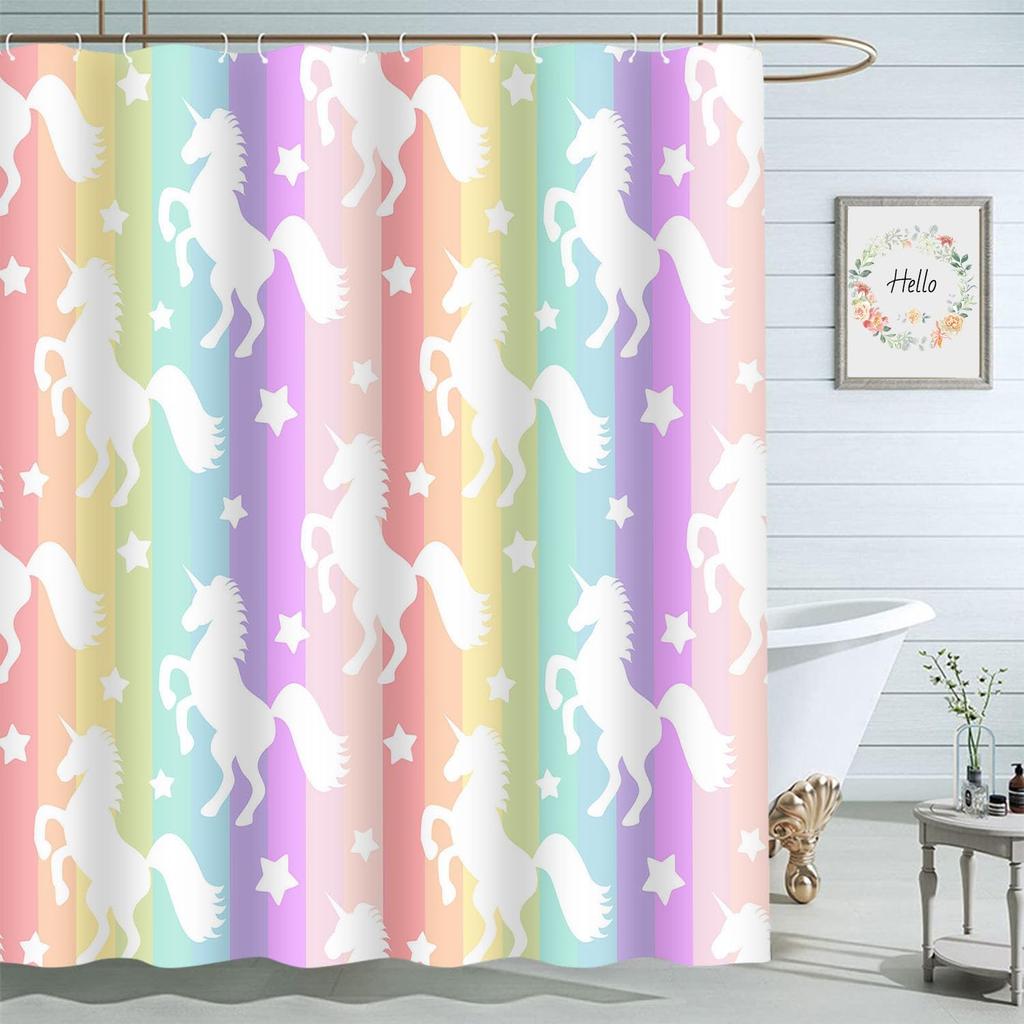 Colorful Circle Art Rainbow Shower Curtains Bathroom Curtain Waterproof with Hooks 72x72 Inch for Men Women Boys Girls
