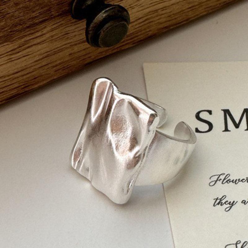 PANJBJ 925 Sterling Silber Dicker Doppelring für Damen Mädchen Geschenk Minimalismus Neutral Öffnend Breiter Schmuck Dropshipping