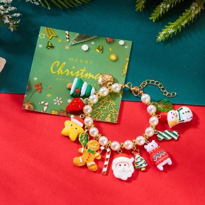 Christmas Bracelet for Women Fashion Elegant Christmas Tree Santa Snowflake Pendant Beaded Bracelets Holiday Party Jewelry Gift for Girls