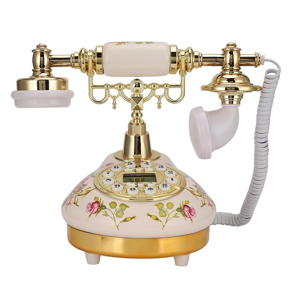 MS 9100 Round Base Ceramic European Rose Retro Telephone for Automatic Detection To FSK DTMF Caller ID