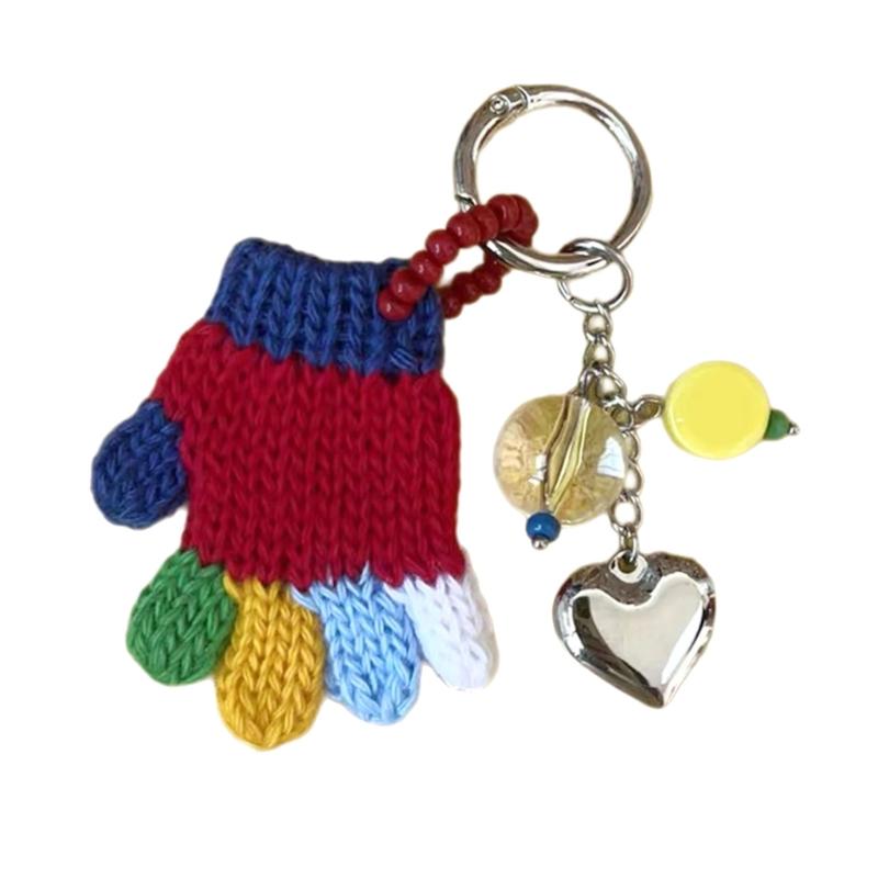 

Seasonal Mini Gloves Charm Keychain Stylish Key Organiser Handmade Featuring Festive Design for Gift Giving