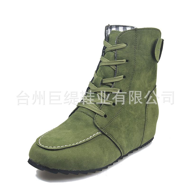 

2020 осень и зима гигантский Ti spot Amazon независимая станция wish европейская и американская внешняя торговля шнуровка европейские красивые женщины короткие ботинки 35 зелёный