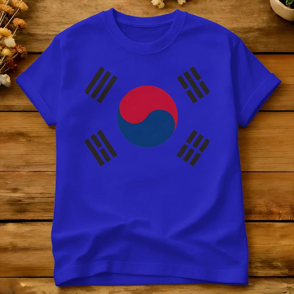 Oversized T-shirt Zomer Koreaanse Vlag Vrijetijds T-shirts Zuid-Korea Puur Katoen T-shirt Voor Unisex Klassiek Korte Mouw Top T-shirts