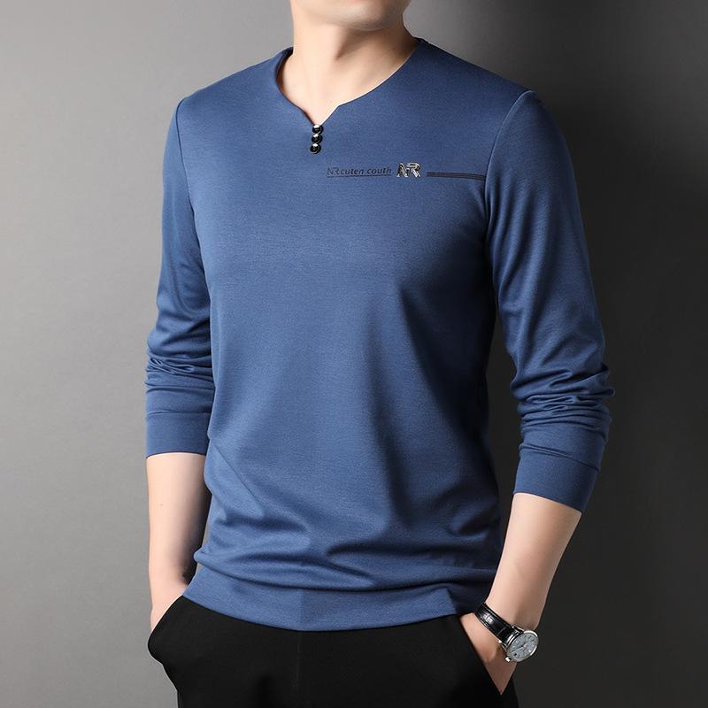 

Весенние новые мужские футболки с длинными рукавами, модные и повседневные однотонные футболки, нижние рубашки для мужчин 3XL