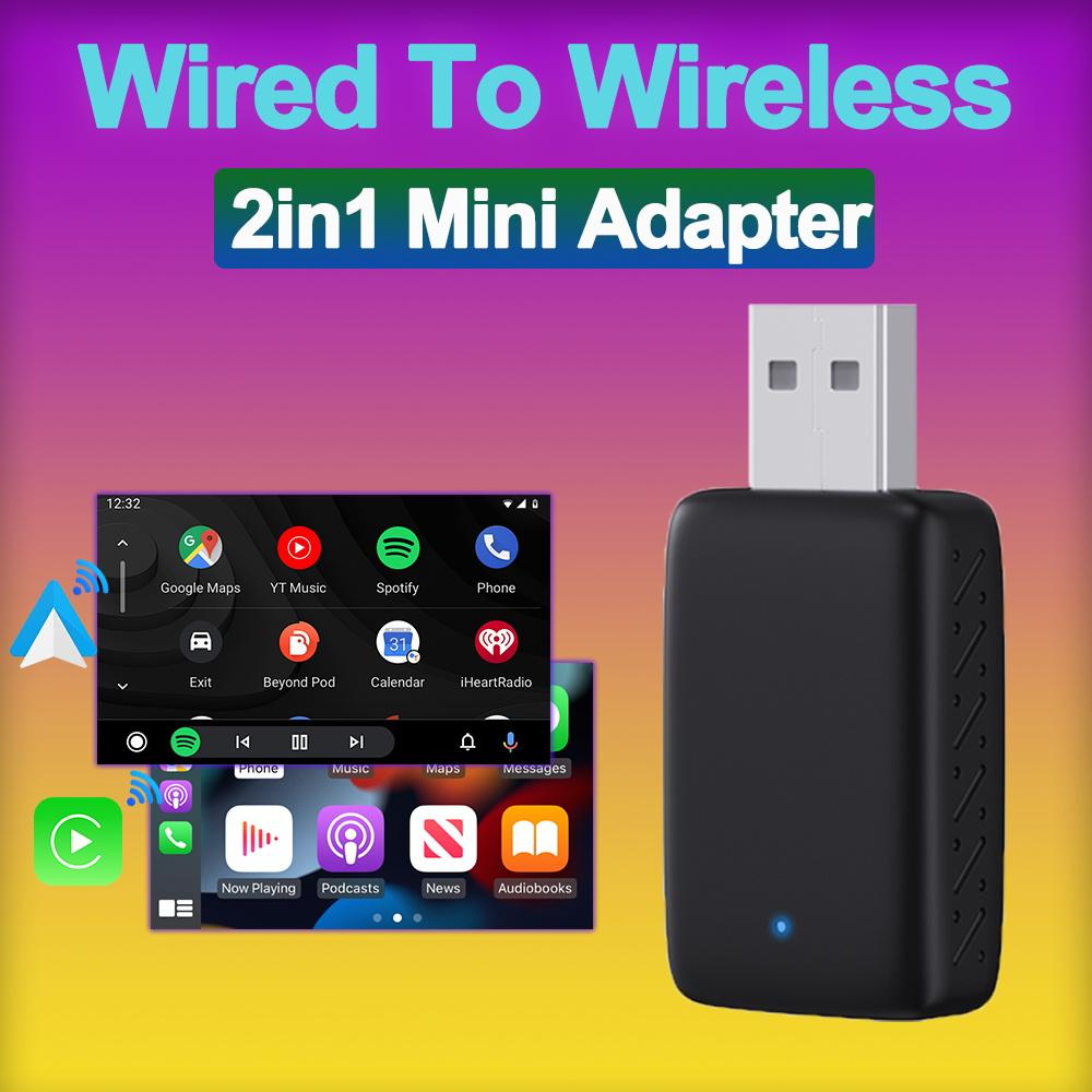 2in1 Wired To Wireless CarPlay&Android Auto Mini New Adapter CarPlay Box Smart box Bluetooth WiFi Connect Plug&Play Fit 99% Cars