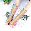 Party Short Half Finger Girl For Women Fishing Net Gloves Arm Sleeves Nylon Rainbow Color Gloves