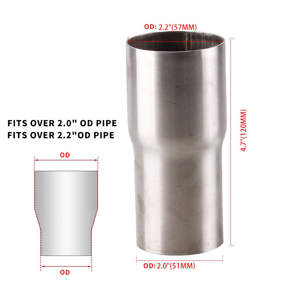 OD:2" 2.2'' 2.5'' 3'' Universal Stainless Steel Car Exhaust Reducer Connector Pipe Tube Adapter Intake Pipe Connection Joint