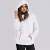 Lady Dall Winter Hoodie Zipper Pockets Elastic Cuff Solid Color Drawstring Preppy Style Long Sleeves Pullover Hooded Sport Fitne