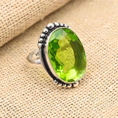 Lavish Peridot Gemstone Handmade 925 Sterling Silver Ring Jewelry