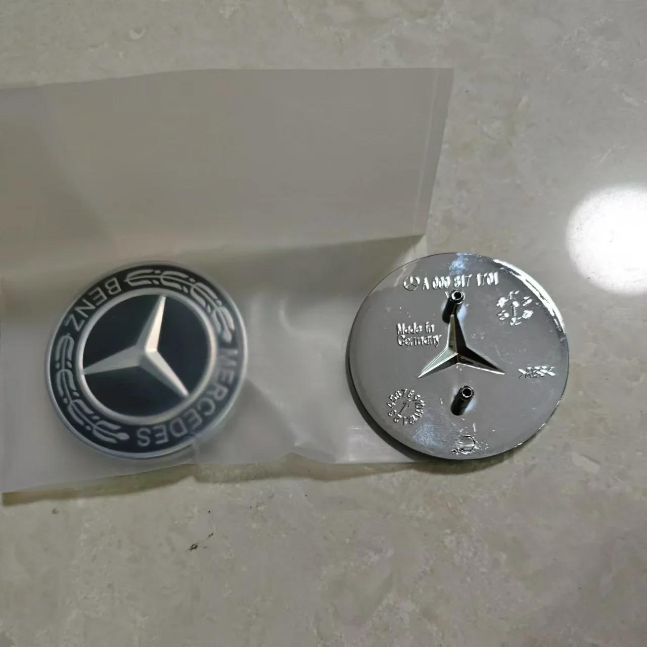 

Автомобильная наклейка 2026 Новая Для Benz НОВАЯ ДЛЯ Mercedes Benz Черный Хромированный Значок Эмблема Передний Двигатель 57 мм A0008171701 57mm