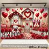 2D Valentine's Day Teddy Bear & Red Rose Photography Backdrop