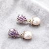 S925 Silver Teardrop Pearl Earrings: Elegant Zircon Inlay, French Luxury Court Style
