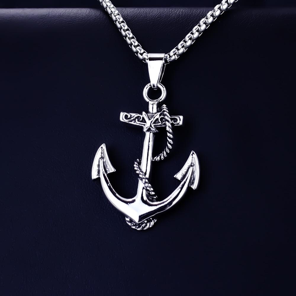 European Viking Titanium Steel Rune Necklace with Stainless Steel Spearhead and Compass Pendant